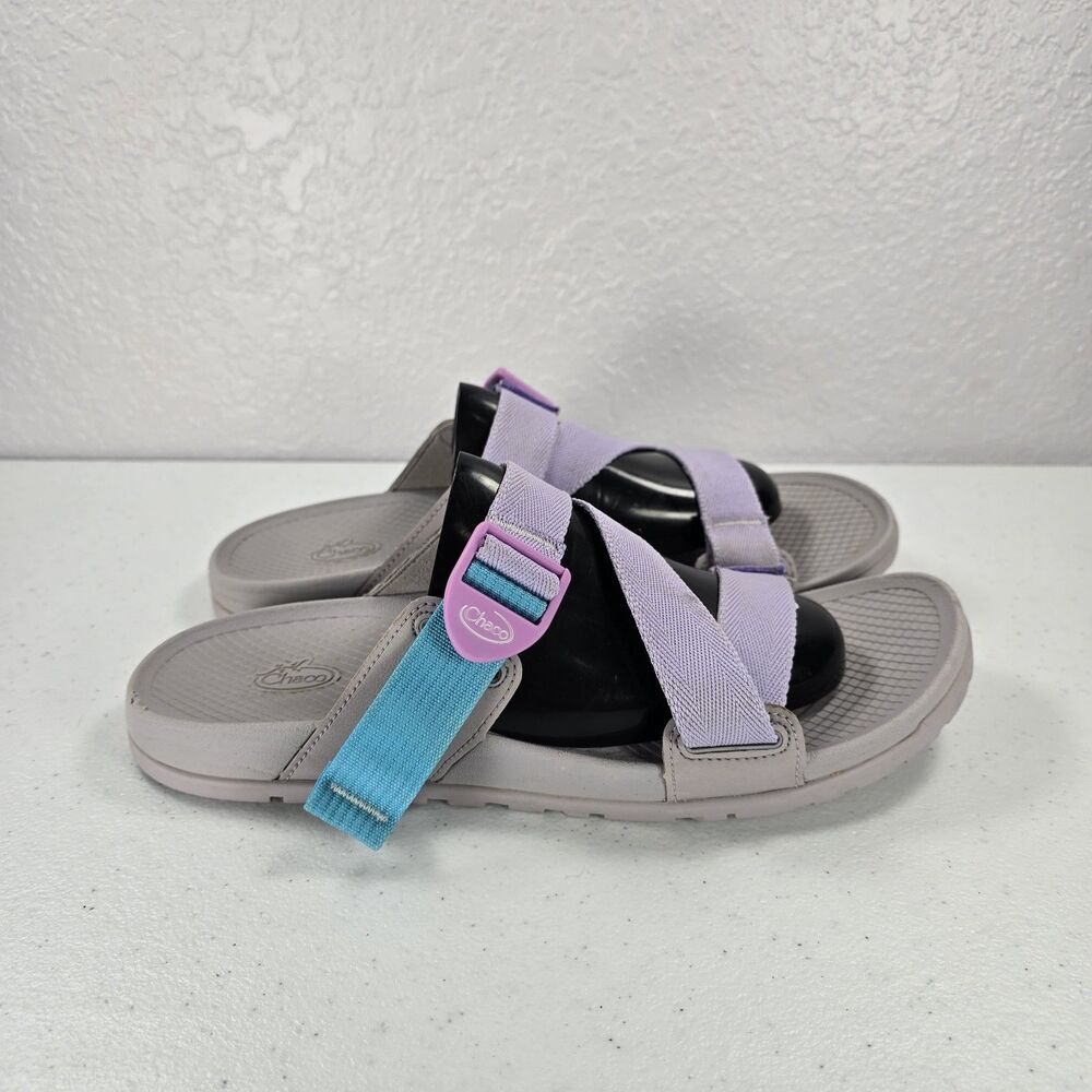 Chaco Lowdoen Slide Womens 11 Purple Rose Aqua Slip On Sandals